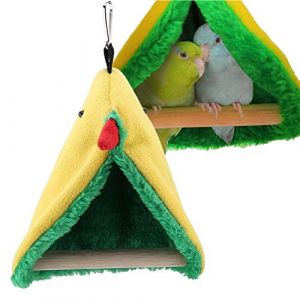 Perroquet Debout Perche, Cage Oiseaux pour Animaux de Compagnie Suspendus Peluche Tente Lit Jouets Triangle Hamac pour Oiseaux Perroquets Cockatiels Petits Conures (Sheens 88, neuf)