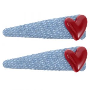 OSALADI Lot de 2 Barrettes en Denim Bleu Colorblock de C&oelig;ur, Pinces &agrave; Cheveux Mignonnes pour Femmes et Filles, Accessoires Cheveux pour Frange et S&eacute;paration, Saint-valentin et Usage (Original MJW, neuf)