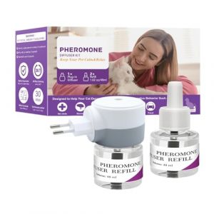 Diffuseur Apaisant Pour Chat Avec 1 Diffuseurs Et 2 Recharges De 48ml Pheromone Ph&eacute;Romones Apaiser Conflit F&eacute;Lines Relaxantes Calmantes R&eacute;duisez L'orateur Gratter Diffuseur De Ph&eacute;romones Pour Chats (limane, neuf)