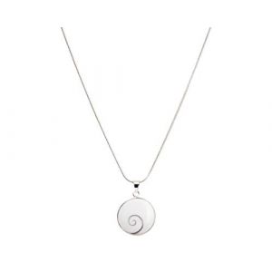Pendentif &OElig;il de Sainte Lucie en Argent | &OElig;il de Shiva | 23mm de diam&egrave;tre | Collier Artisanal avec Cha&icirc;ne 45cm Sans Nickel | Inspiration M&eacute;diterran&eacute;enne | Collier Argent&eacute; avec Coquillage Blanc (Vurma, neuf)