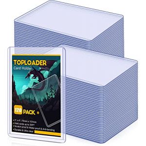KAHEIGN 120 Pièces Protège Cartes Transparents, 76 x 101mm Chargeur Supérieur Standard Protège Cartes 35pts Porte Cartes en Plastique Protecteur de Carte pour Cartes de Jeu Sport Pokemon Yu-Gi-Oh (KAHEIGN-EU, neuf)