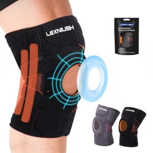 Lexniush Genouill&egrave;re Sport, R&eacute;glable Genouillere Arthrose, D&eacute;chirures du M&eacute;nisque Genou, Genouill&egrave;re Ligamentaire avec Stabilisateurs Lat&eacute;raux et Coussinets en Caoutchouc, Course, Noir (TRANS MARKET CONS, neuf)