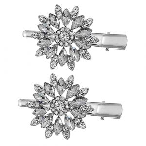NOLITOY 4pièces Clip à Cheveux Cristal Avec Fleurs Accessoires De Mariage Pour Femmes Épingles Élégantes Et Durables Pour Coiffures Variées Parfaites Pour Événements Et Occasions (M.Meteorite, neuf)
