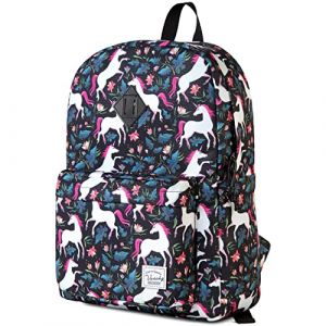VASCHY Sac à Dos Scolaire, Léger Hydrofuge Sac à Dos Homme Cartable Femmes Enfants Garçon Loisirs pour Fille École Lycée Adolescents Collège Affaire Voyage, Cheval Noir et Blanc, Pratique (Vaschy, neuf)
