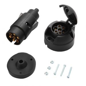 Feuunly Prise Remorque 7 Broches Male Femelle, 12V Étanche Prise Remorque Connecteur Standard Européenne, pour Caravane Camions Voiture RV Tracteur Bateau Remorque Connecteur (Caoutchouc) (Feuunly, neuf)