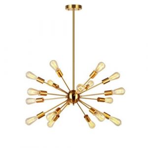 Mengjay Lustre Industriel Vintage,Lustre Spoutnik,Luminaire Plafonnier en Métal,18-Luminaire suspension, Rétro Lustre Suspension E27 créatif pour chambre, cuisine(sans ampoule) (Doré(18 têtes)) (Mengjay, neuf)