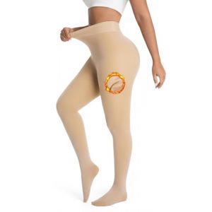 DIKER Collant Polaire Femme Collant Thermique Femme Collants d'hiver Doubl&eacute;s, Taille Haute, Haute &Eacute;lasticit&eacute;, Option longue, Couleur Chair (DIKER, neuf)