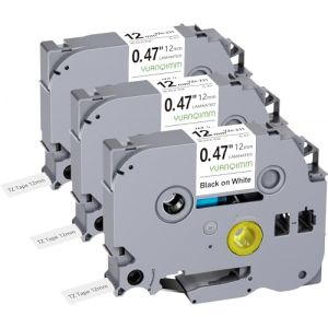 3x Ruban pour Étiqueteuse Yuanqimm Compatible Brother P-touch Ruban 12mm pour Brother TZe231 TZe-231 TZ231 TZ-231 Noir sur Blanc Ruban pour Ptouch PT-D400 PT-H100LB H105 D200 1000 H110 H101 H107B D210 (Yuanqimm, neuf)