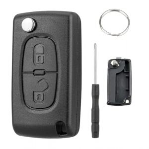 2 Boutons Coque Cl&eacute; Compatible pour Peugeot 207 307 308 407 408 3008 5008,Cl&eacute; &agrave; Rabat Pliable pour Citroe-n C2 C3 C4 C5 C6 C8 T&eacute;l&eacute;commande Coque Voiture Remplacement Kit (CHENXISHANGMAO, neuf)