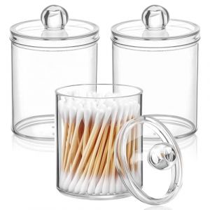Lucywey 3 pi&egrave;ces porte-coton-tige, 11 x 6,5 cm, ensemble de cotons-tiges, organisateur cosm&eacute;tique, pour cotons-tiges, tampons ronds, fil dentaire, boule de coton, &eacute;ponges de maquillage (Qivra, neuf)