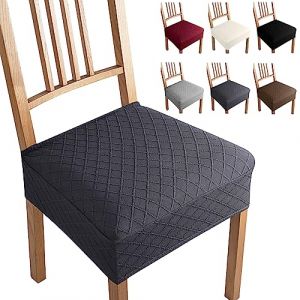 Housse de Chaise Lot de 6 Jacquard Housse de Salle &agrave; Manger Extensible Housse de Coussin de Chaise Amovibles Lavables Housses De Si&egrave;ge Couverture de Chaise pour Salle &agrave; Manger(Lot de 6, Gris Fonc&eacute;-B) (Eckonaver, neuf)