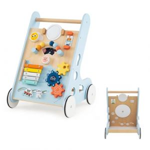 LIFEZEAL Chariot de Marche B&eacute;b&eacute; en Bois, Trotteur Evolutif 8 en 1 Multifonctionnel, Centre d'activit&eacute; avec Xylophone en m&eacute;tal, Jouet &eacute;ducatif, Marcheur pour Bebe 1+ an (bleu) (LIFEZEAL ITALY S.R.L., neuf)
