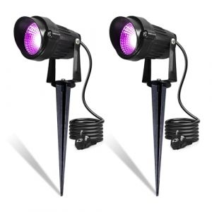 BOSITE Projecteur UV LED Extérieur,2Pcs Lumiere Noire LED Etanche IP66,385-400nm,Spot LED UV pour Halloween DJ Disco Affiches Fluorescentes Néon Bar Fête (BOSITE INC, neuf)