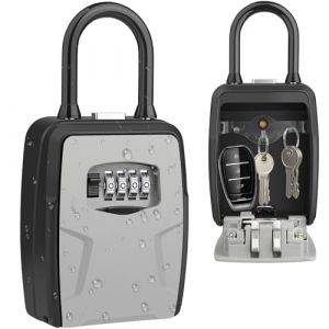 Diyife Bo&icirc;te &agrave; Cl&eacute; avec Crochet, Key Lock Box avec Code &agrave; 4 Chiffres, Ext&eacute;rieur &Eacute;tanche M&eacute;tal Bo&icirc;te &agrave; Cl&eacute; S&eacute;curis&eacute;e, Combinaison Cl&eacute;s Stockage Bo&icirc;te de Verrouillage pour Maison Garage &agrave; L'&eacute;cole (Gris) (HHYY-Direct, neuf)