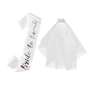 Beaupretty &Eacute;charpe De Bal Et Bandeau Pour Future Mari&eacute;e Accessoires Pour Enterrement De Vie De Jeune Fille Fian&ccedil;ailles C&eacute;l&eacute;brations (lorianca, neuf)