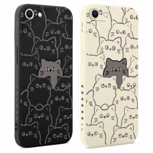 Coiwxmoi 2 Pi&egrave;ces Coque pour iPhone 8/7/SE 2022/SE 2020 4,7 Pouces, &Eacute;tui de Protection avec Aesthetic Design Motif, Antichoc Silicone TPU Anti-Rayures Housse Etui Bumper Cover pour iPhone 8, Chat (TERRA NOVA DISTRIBUTORS, neuf)