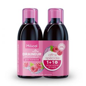 Draineur Ultra | Lot de 2 Flacons de 500 ml | Affine la Silhouette | Laboratoire Milical (Framboise) (Ma Sant&eacute;, neuf)