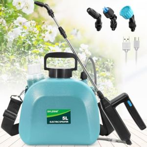 SYLSTAR Pulverisateur Electrique 5L, Pulverisateur de Jardin avec 3 Buses a Brume, Batterie Rechargeable par USB et Tige Telescopique, Pulverisateur de Plantes pour Jardin, Desherbage (Bleu) (Sylstar EU, neuf)