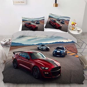 Housse de Couette 160x200 Voiture Marron 110g/㎡ Microfibre Housse Couette 160x200 + 2 Taies d'oreiller 65x65 Parure de Lit 160x200 pour Jeunes Gar&ccedil;ons Filles Housse de Couette Fermeture &eacute;clair (RoYukaa, neuf)