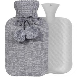 Olivialiving Bouillotte avec housse tricot&eacute;e, sac d'eau chaude de 2 L pour soulager la douleur, les crampes menstruelles, compresse chaude et froide, chauffe-mains et pieds, chauffe-lit (OLIVIA LIVING, neuf)