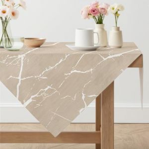 Arwllzz Nappe de Table Carr&eacute;e Beige Anti Tache 80 x 80 cm Lavable Aspect Lin Facile &agrave; Nettoyer Marbre Couverture Table pour Salle &agrave; Manger Jardin f&ecirc;te Mariage Cuisine Maison Protege Table (Arwllzz, neuf)