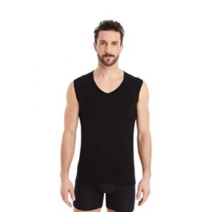 FINN Maillot de Corps Business pour Homme sans Manches avec Col V - sous-Maillot en Tissu Original Lenzing&reg; Modal - Le D&eacute;bardeur Parfait sous Une Chemise et Un Costume Noir L (FINN Design, neuf)