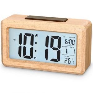 Exyvox Réveil numérique,Réveil en Bois avec Grand écran,Horloge Digitale avec Module de capteur,Horloge numérique avec Module Snooze,12/24 Heures,Date,Affichage de la température (LIUZZA NIELE S.R.L., neuf)