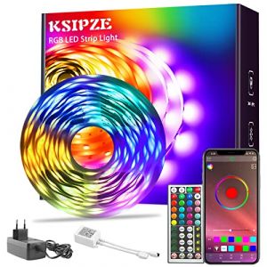 KSIPZE Led Chambre Ruban Led Bande Lumi&egrave;re D&eacute;corative Multicolore, Rgb Guirlande de Lumineuse Dimmable avec T&eacute;l&eacute;commande, Bluetooth APP, Musicale (10M-A) (ILA-lAURELS, neuf)