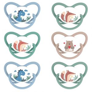 NIP Set tétines Family avec anneau Taille 3 (18-32 mois) Lot de 6 tétines pour garçon sans bisphénol A. Fabriqué en Allemagne. (babywaren24, neuf)