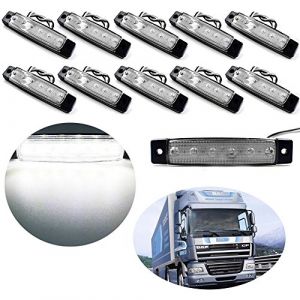 VIGORFLYRUN PARTS LTD Feux de Gabarit Latéraux LED, Indicateur de Position, 6 LED 3.8" Feux De Côté pour 12V Voiture Remorque Camion Lorry Caravan Bus - 10Pcs Blanc (VIGORFLYRUN PARTS LTD, neuf)