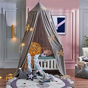 DOTBUY-SHOP Baldaquin Rideaux de Lit pour Bébé, Couleur unie Moustiquaire pour Chambre à Coucher Fille Garcon Tente de Jeu Moustiquaire Salle de Lecture Decoration Enfant et Adulte (Gris) (DOTDOT SHOP, neuf)