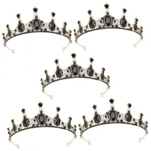 FRCOLOR 5 Pièces couronne noire couronne princesse couronne de princesse diadème pour les filles couronnes de diadème accessoires de cheveux de mariage Tiare couronnes pour femmes (White Beach, neuf)