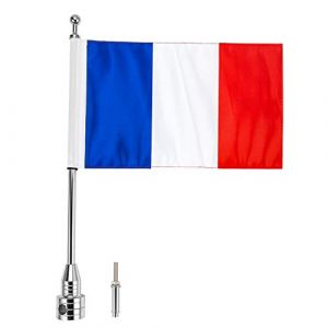 PSLER Mât de Drapeau en Aluminium avec Drapeau Français pour Moto Sportster Série 883 1200 48 Toutes Années (Mât Chromé) (ohhmotor88, neuf)