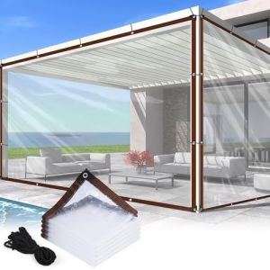 Adiwo Bâche transparente imperméable de 2 x 3 m, très résistante avec cordes de 6 m, œillets renforcés, bâche transparente pour protection imperméable, résistante au gel, protection UV, jardin (Yoowe, neuf)