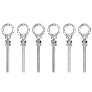 QWORK® 6 Pièces Vis àŒillet, Piton Inox M6x60mm, Piton à Visser, pour Fixation et Suspension (shavinglikes, neuf)