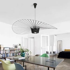 GLZXMQBP Lustre Vertigo Suspension Noir 80 cm, Lampe Vintage Suspension Vertigo Rétro LED Salon Lustre for Intérieur Salon Fibre De Verre +Polyuréthane De Chapeau LED E27,Noir,80cm (LZF Shop, neuf)