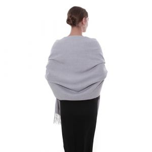 SWAT PANY Écharpe Femme Robe de Soirée Classique Hiver Plaine Écharpe Gris Étole Femme Festive (FU JINMY, neuf)