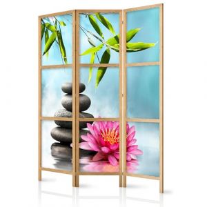 murando - Paravent Int&eacute;rieur Japonais 135x172 cm - S&eacute;parateur de Pi&egrave;ce en Bois Naturel et Toile Imprim&eacute;e - Cloison de S&eacute;paration pour Chambre - Paravent Oriental Portable et Pliable b-B-0192-bh-b (murando, neuf)