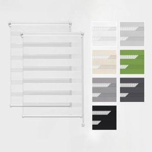Estika Store Enrouleur Jour Nuit Klemmfix sans perçage, 2 pièces dans Le Set - 70 x 150 cm - Blanc - Store à enroulement, Double Tissu, pour fenêtres intérieures, Store Duo (Estika, neuf)