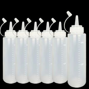 JinPhon 6 Pcs Bouteilles à Sauce Salade Flacon à Sauce Plastique 240ml, Bouteille à Presser Flacon Souple 8 oz Idéales pour Sauce Vinaigrette, Assaisonnements, Ketchup, Moutarde, Mayo (Bellecote co., neuf)