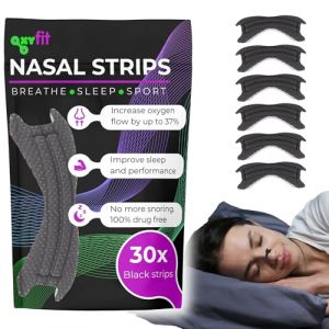 OXYFIT® | 30 Bandes Nasales Anti Ronflement (Nasal Strips) | pour Mieux Respirer et Stopper la Congestion | Écarteur Nasal Adhésif pour Sommeil et Sport (Black - 30) (Back to ROOTZ, neuf)