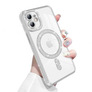 Newseego Coque pour iPhone 12, Paillettes Bling Luxe Diamant Housse 6,1 Pouces Compatible avec MagSafe TPU Flexible Transparente Dos Mignonne Antichoc Protection pour iPhone 12 Argent (NewseegoUK, neuf)