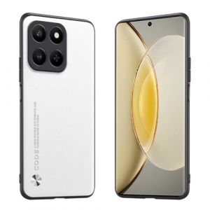 Longstong &Eacute;tui Adapt&eacute; &agrave; Honor 400 Smart (4G/5G) / Honor X7d (6.77"), Housse Coque en Cuir M&eacute;tallique de la S&eacute;rie Code - Blanc (Longstong, neuf)