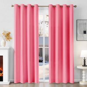 Runy&eacute;la Rideau Occultant Thermique Isolant Anti Froid 120x230 (LxH), Lot de 2 Rideaux Fen&ecirc;tre Opaques Rose &agrave; Oeillets Anti Chaleur UV Bruit, Int&eacute;rieurs Decoration Dressing Salon Chambre Maison (Runi-EU, neuf)
