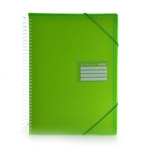 Classeur &agrave; pochettes ultra cristal avec spirale 360&deg; et bords renforc&eacute;s, ID, indicateurs, couverture rigide et fermeture &agrave; &eacute;lastiques. 100 % recyclable by Office Box (vert, A4-20 pochettes) (MISTER PAPER PAPELERIA, S.L., neuf)