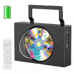 Gueray Lecteur CD Portable Enfant Poste Radio CD Baladeur CD Bluetooth Lecteurs CD pour Voiture avec Couvercle Anti-poussi&egrave;re et t&eacute;l&eacute;commande et Radio FM Prise USB et AUX 3,5 mm (tangljuk, neuf)