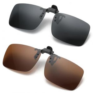 KIRZAX Lot de 2 pinces à lunettes de soleil, pinces à lunettes de soleil polarisées, pinces à lunettes de soleil UV400, pinces à lunettes de conduite nocturne polarisées (VLAD SHOP ADV, neuf)