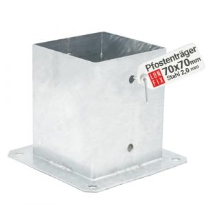 Douille pour poteau bois 70x70 mm &agrave; visser, platine d&rsquo;ancrage au sol, hauteur 150 mm, acier galvanis&eacute; &agrave; chaud, support pour poteaux carr&eacute;s, fixation cl&ocirc;ture et pergola, 1 pcs, Lun Fix (LUN FIX, neuf)