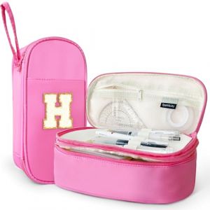 SparkleJoy Grande Trousse Scolaire Fille - Trousse &agrave; Crayons Double Compartiment avec Lettres Chenille, Pencil Case Girl pour &Eacute;cole, Bureau, Voyage - Cadeau Populaire pour Adolescent(Rose,H) (AutoVeloce Europe, neuf)