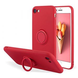 UEEBAI Silicone Coque avec Ring pour iPhone 7/8/SE 2022 5G/SE 2020, Etui Absorption des Chocs Housse avec Bague 360 Degr&eacute;s Rotation Stand Cover pour iPhone SE3/SE2, Rouge (UEEBAI, neuf)